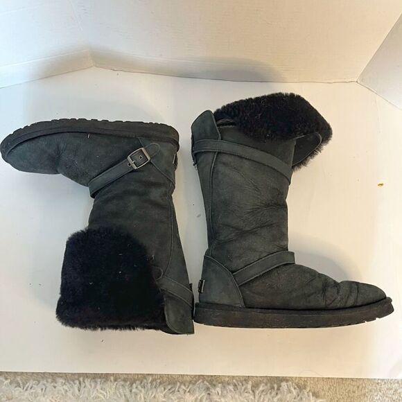 UGG 1003189 Ciera Tall Convertible Bucket Suede Sheepskin Leather Riding Boots - Picture 11 of 12